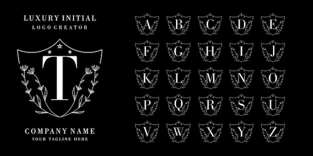 Diseño de logotipo inicial de lujo. Conjunto de logo del alfabeto