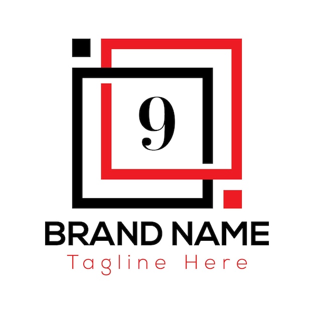 Diseño de logotipo inicial moderno abstracto de 9 letras