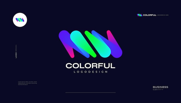 Diseño de logotipo inicial MW o WM con un estilo degradado vibrante y colorido adecuado para el logotipo empresarial y tecnológico