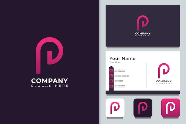 Diseño de logotipo inicial P moderno con tarjeta de visita Logotipo profesional adecuado para su empresa