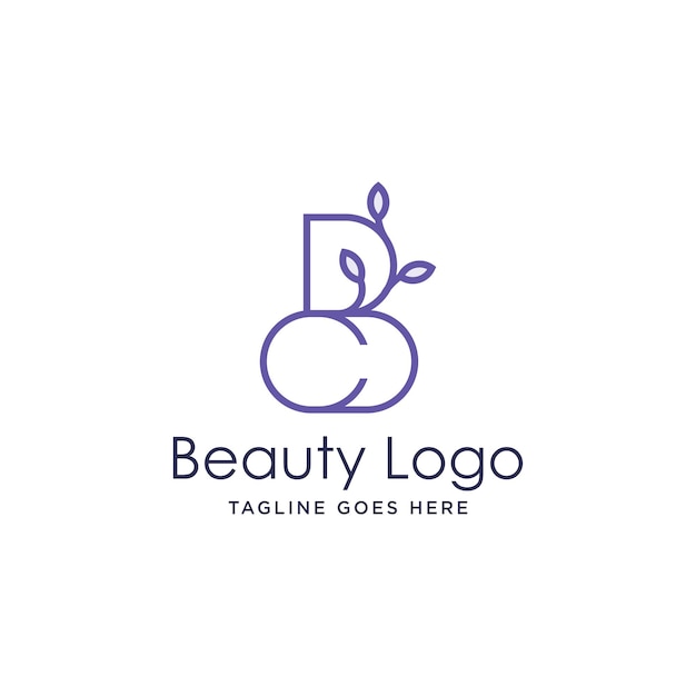 Diseño de logotipo de iniciales de belleza bc