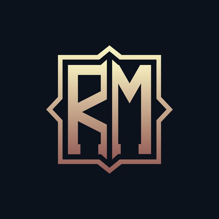 Vector diseño del logotipo de las iniciales de lujo rm monograma diseño de la letra de emblema elegante rm diseño de logotipo para negocios e identidad corporativa