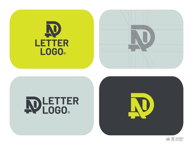 Diseño del logotipo de las iniciales ND