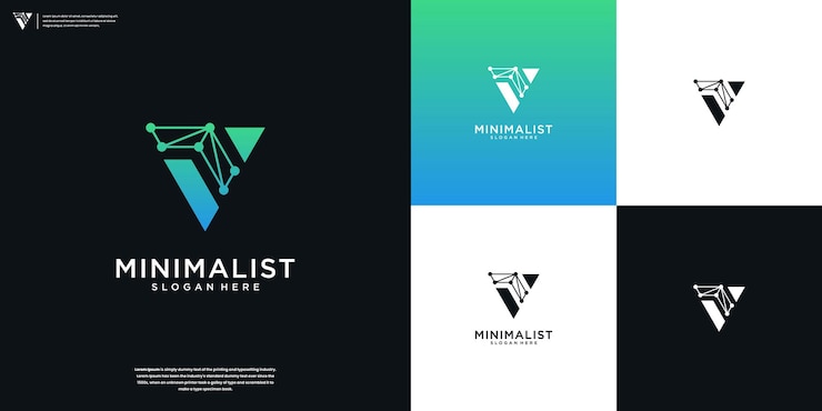 Vector diseño del logotipo de las iniciales de la tecnología v