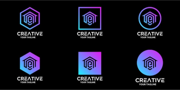 diseño de logotipo de inicio combinado con diseño de plantilla de letra e