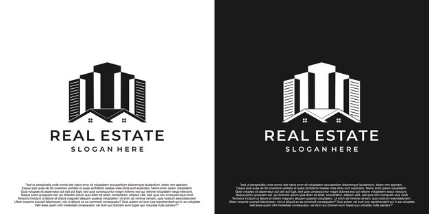 Diseño de logotipo inmobiliario con blanco y negro premium.