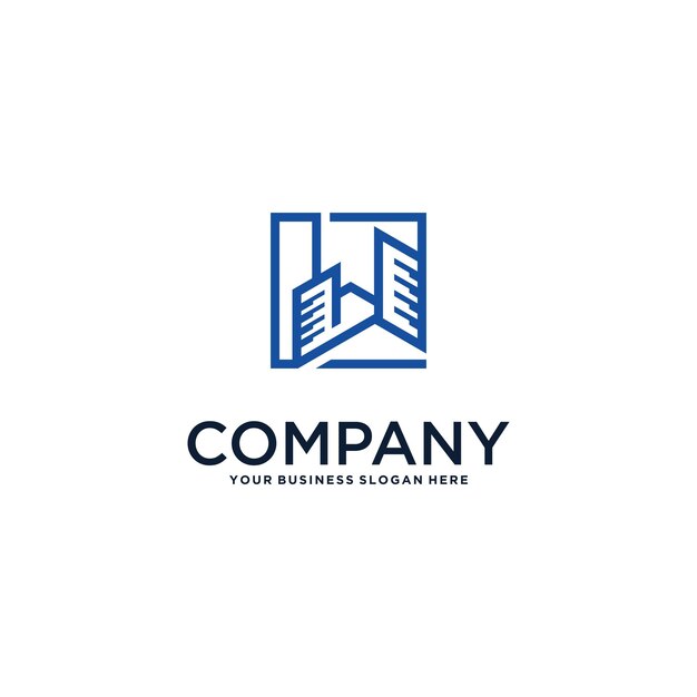 diseño de logotipo inmobiliario con casa y edificio