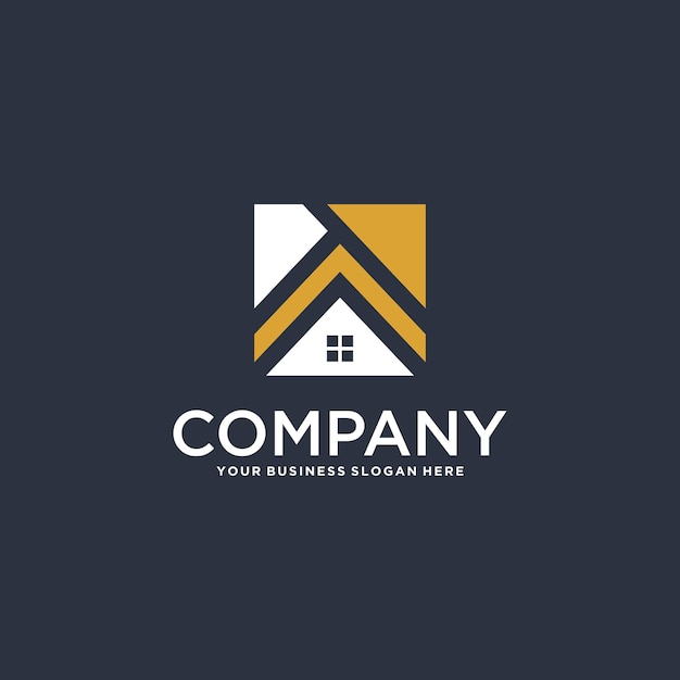 diseño de logotipo inmobiliario con casa y edificio