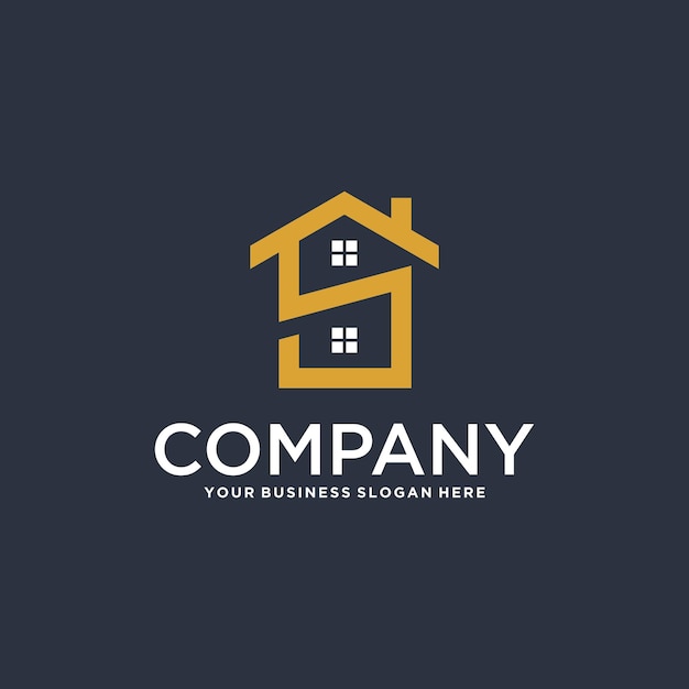diseño de logotipo inmobiliario con casa y edificio
