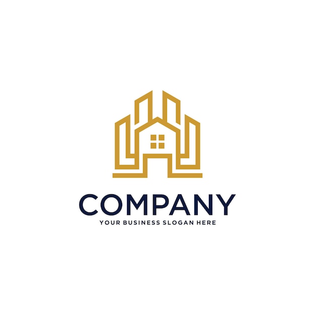 diseño de logotipo inmobiliario con casa y edificio