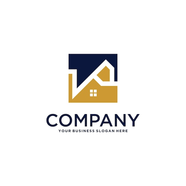 diseño de logotipo inmobiliario con casa y edificio