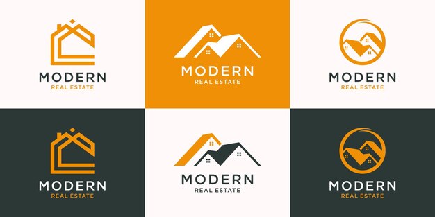 Diseño de logotipo inmobiliario con concepto creativo Vector Premium