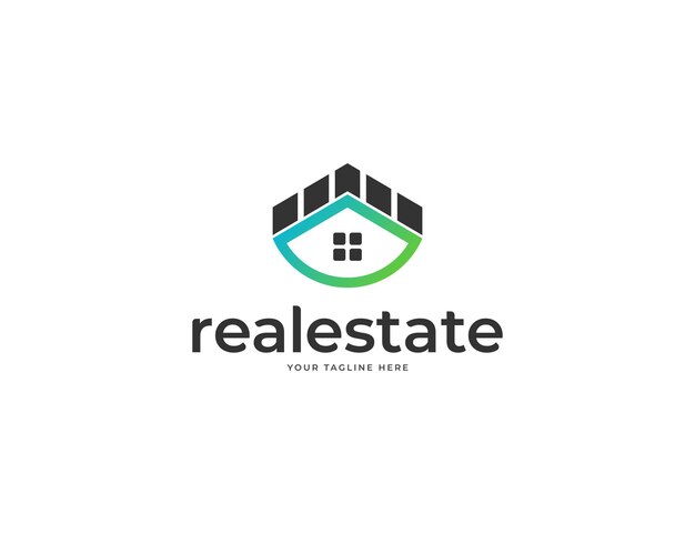 Diseño de logotipo inmobiliario con concepto de techo de casa