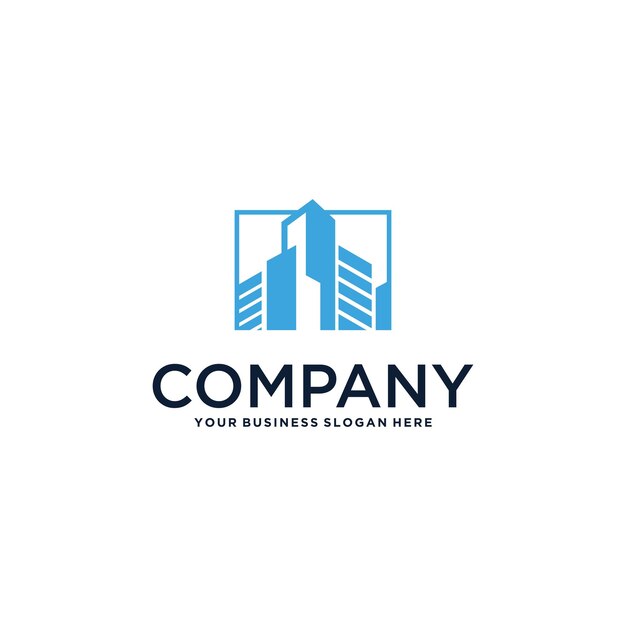 Diseño de logotipo inmobiliario con edificio.