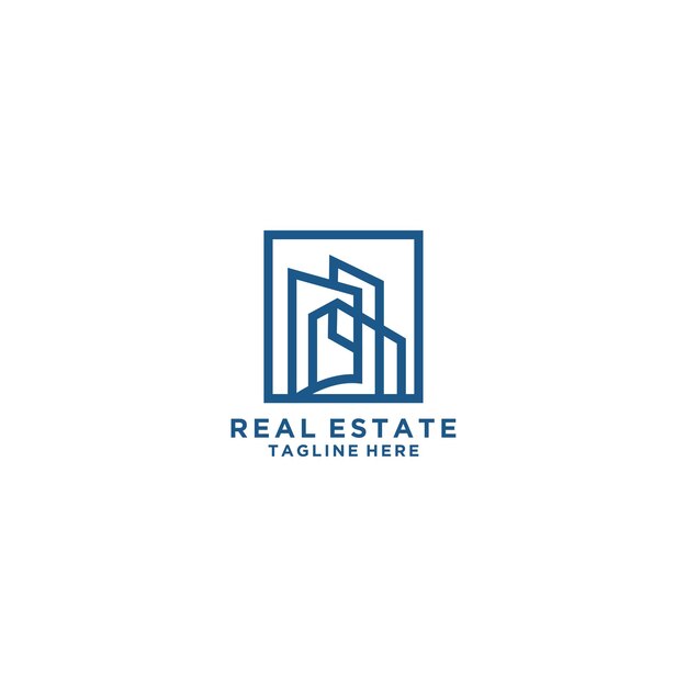 Diseño de logotipo inmobiliario. Vector de casa y edificio