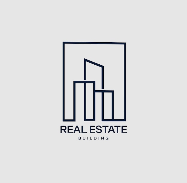 Diseño de logotipo inmobiliario con vector de concepto premium moderno