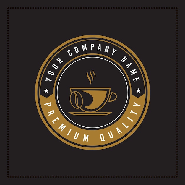 Diseño de logotipo de insignia de cafetería en estilo retro vintage