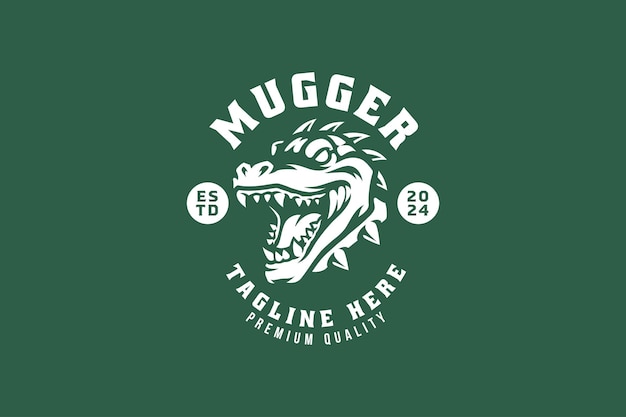 Diseño de logotipo de la insignia de cocodrilo para el equipo de deportes de aventura y esport