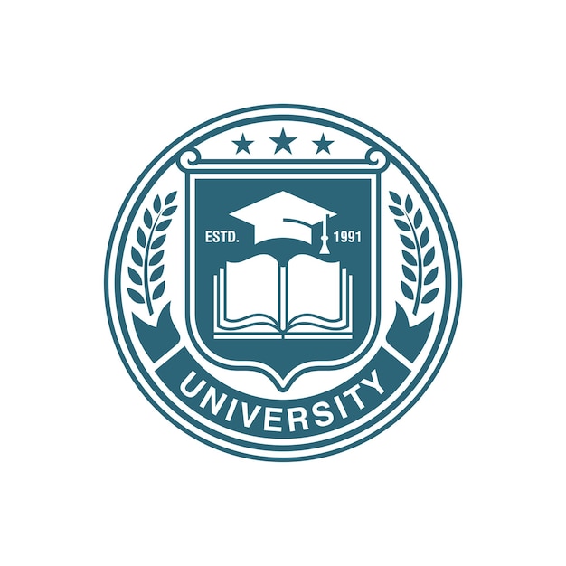 Diseño del logotipo de la insignia de educación Emblema de la escuela secundaria universitaria Plantilla de logotipo vectorial