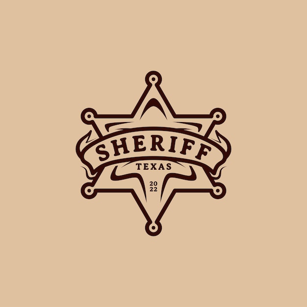 Diseño del logotipo de la insignia del emblema de la estrella del sheriff