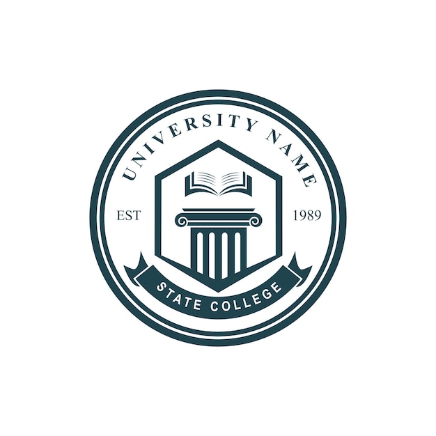 Diseño de logotipo de insignia de escuela universitaria universitaria
