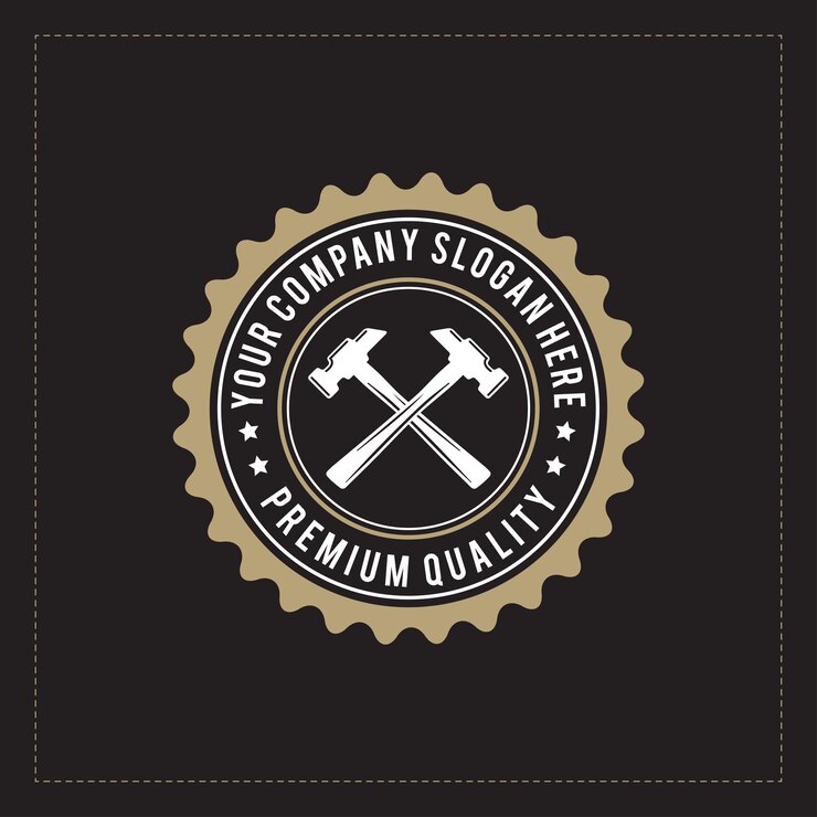 Diseño de logotipo de insignia de estilo vintage retro de martillo de manitas