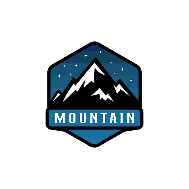 Diseño de logotipo de insignia de hielo de pico de montaña