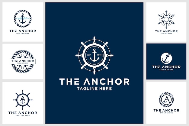 diseño de logotipo de insignia de ilustración de ancla vintage