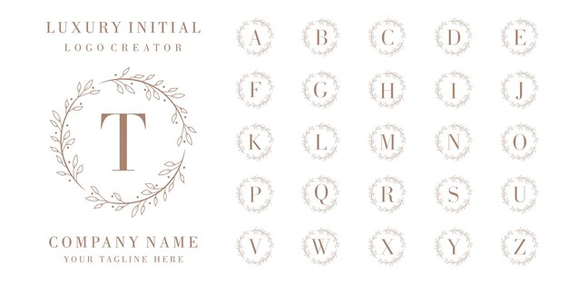 Diseño de logotipo de insignia inicial de lujo