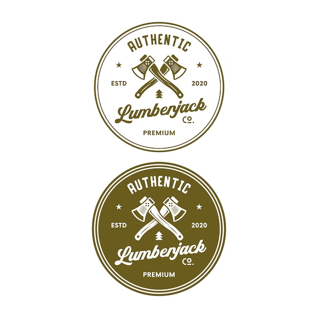 Diseño de logotipo de insignia de leñador