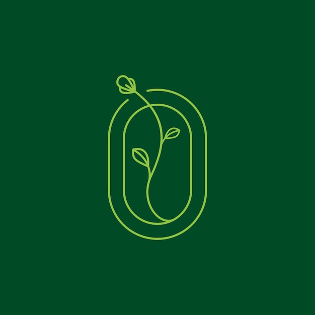 Vector diseño de logotipo de insignia mínima de líneas de crecimiento de plantas de flores