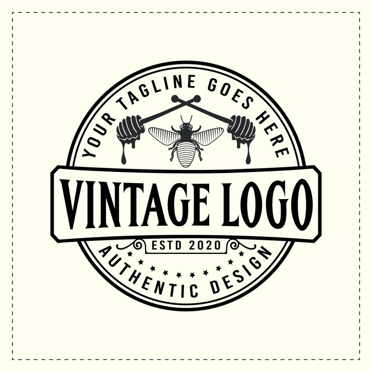 Diseño de logotipo de insignia vintage retro de abeja de miel