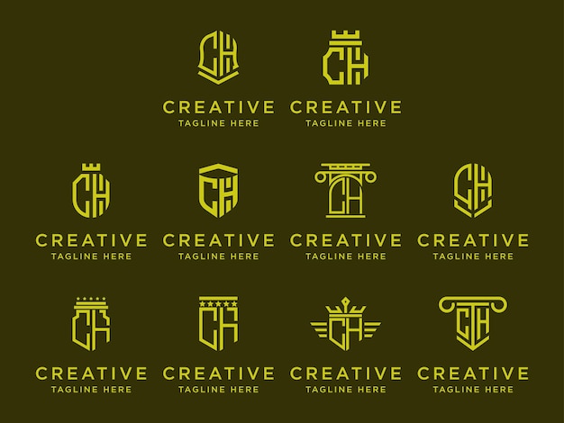 Diseño de logotipo inspirador Conjunto para empresas desde el icono del logotipo CH de letras iniciales. -Vectores