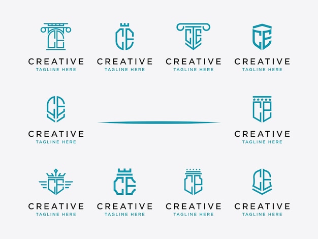 Vector diseño de logotipo inspirador conjunto para empresas a partir de las letras iniciales del icono del logotipo ce. -vectores