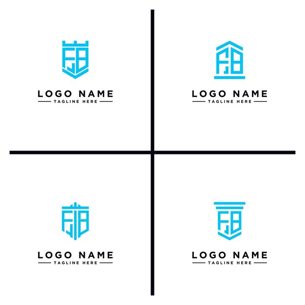 Diseño de logotipo inspirador conjunto para empresas a partir de las letras iniciales del icono del logotipo de fb