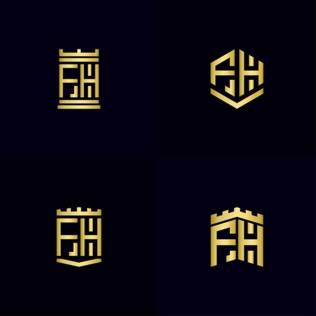 Diseño de logotipo inspirador conjunto para empresas a partir de las letras iniciales del icono del logotipo de fh