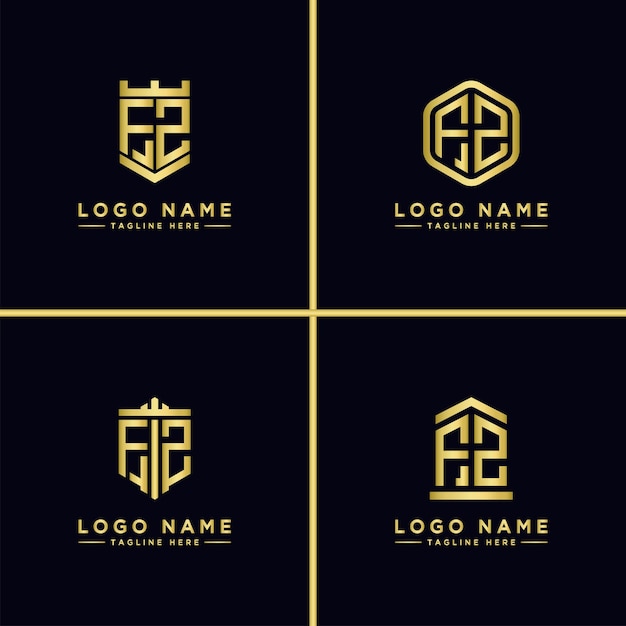 Diseño de logotipo inspirador conjunto para empresas a partir de las letras iniciales del icono del logotipo fz