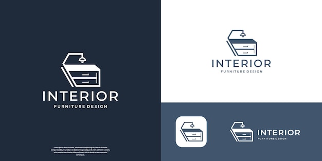 diseño de logotipo interior de gabinete de muebles minimalista gráficos vectoriales planos