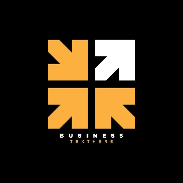 Diseño de logotipo inusual de cuatro flechas en una dirección diferente para su marca o negocio