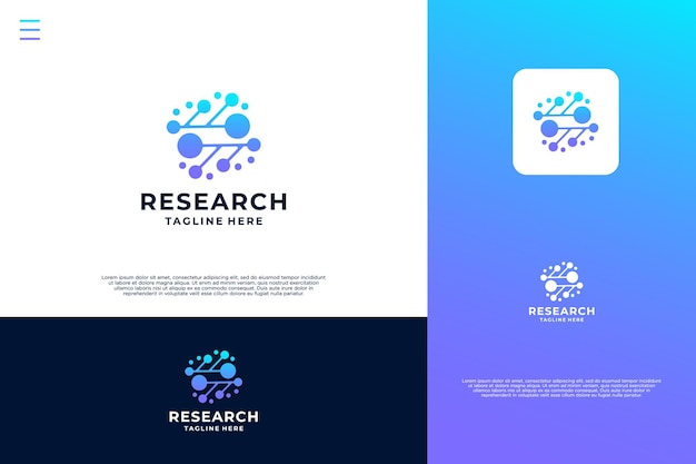 Diseño del logotipo de la investigación del cerebro Concepto del logotipio de la conexión molecular
