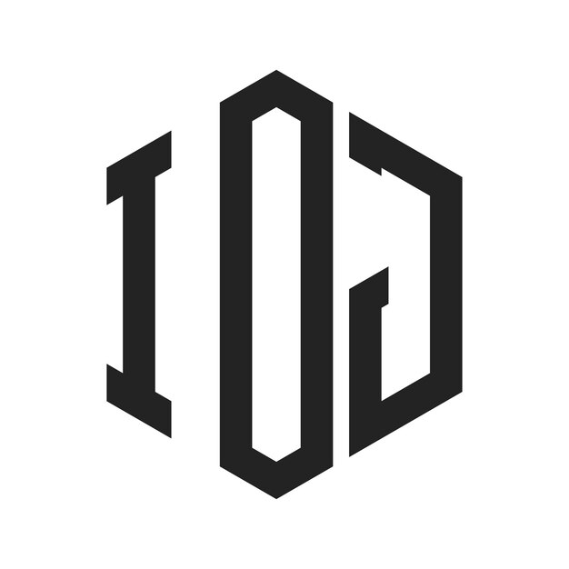 Diseño del logotipo de IOJ Letra inicial Logotipo del monograma de IOJ con forma de hexágono