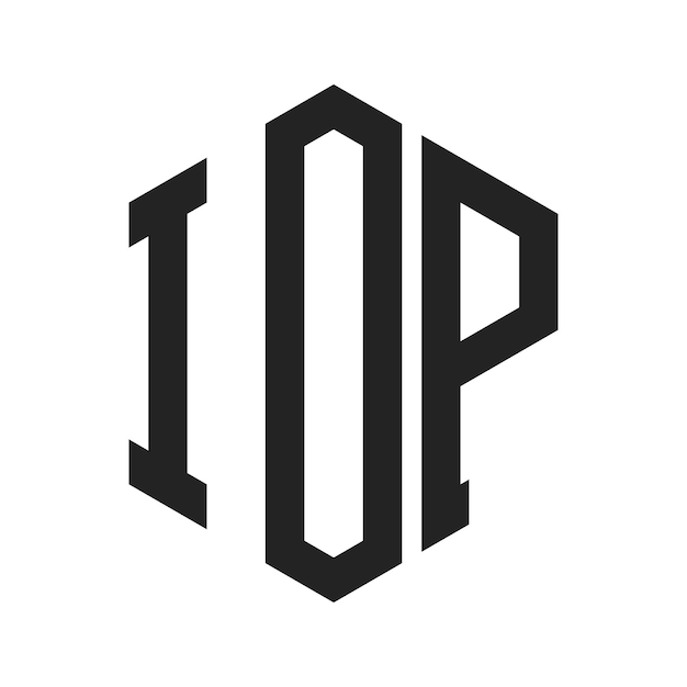 Diseño del logotipo IOP Letra inicial IOP Monograma Logotipo con forma de hexágono