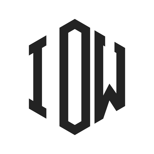 Diseño del logotipo IOW Letra inicial IOW Monograma Logotipo con forma de hexágono