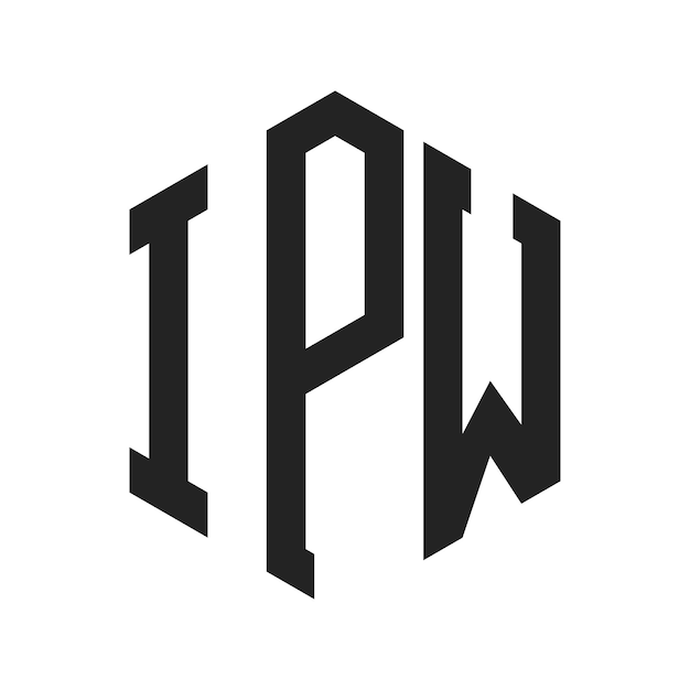 Diseño del logotipo IPW Letra inicial IPW Monograma Logotipo con forma de hexágono