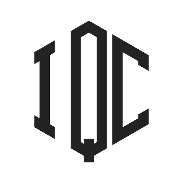 Diseño del logotipo de IQC Letra inicial Logotipo del monograma de IQC con forma de hexágono