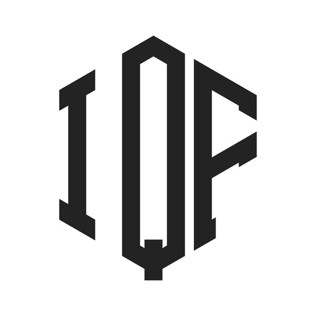 Diseño del logotipo IQF Letra inicial IQF Monograma Logotipo con forma de hexágono