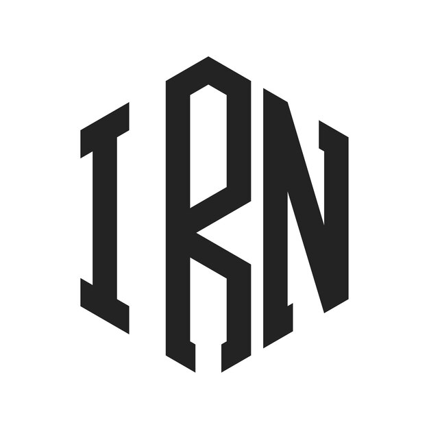 Diseño del logotipo de IRN Letra inicial Logotipo del monograma de IRN con forma de hexágono
