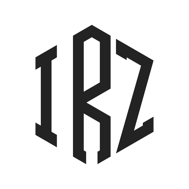 Diseño del logotipo IRZ Letra inicial IRZ Monograma Logotipo con forma de hexágono