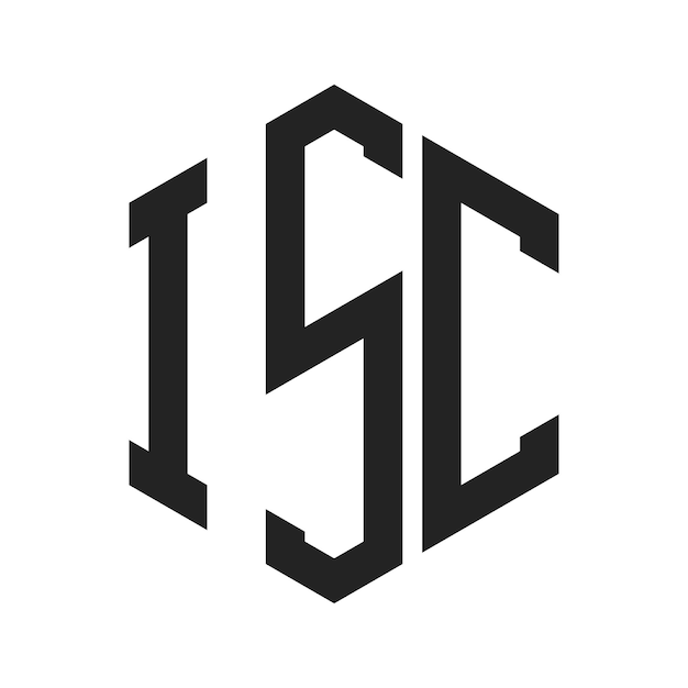 Diseño del logotipo de ISC Letra inicial Logotipo del monograma de ISC con forma de hexágono