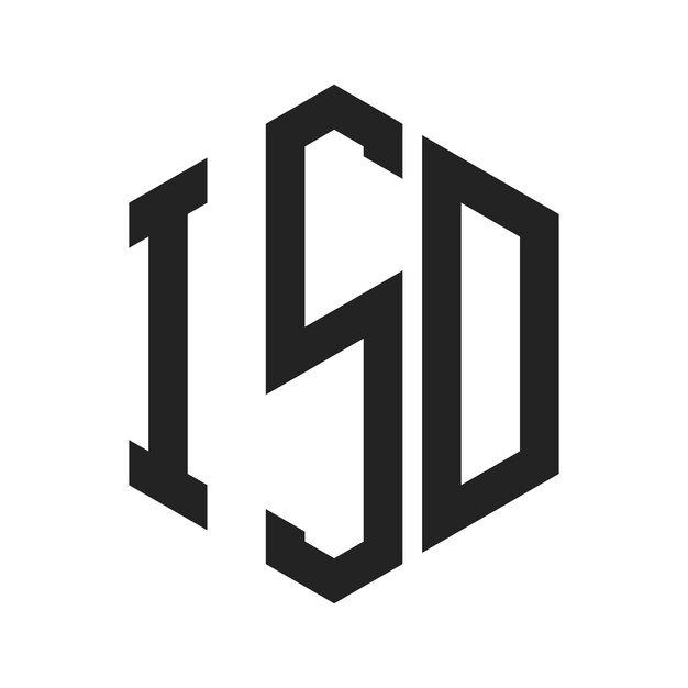 Diseño del logotipo de ISD Letra inicial Monograma de ISD Logotipo con forma de hexágono